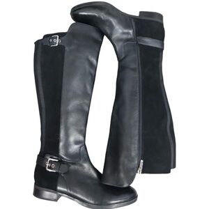 Marc Fisher Damsel Black Leather & Suede Riding Boots Size 8M